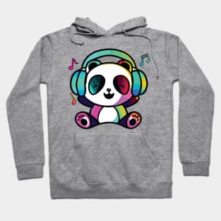 Happy Panda Bear with headphones Hoodie